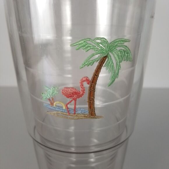 Tervis Tumbler Pink Flamingo Palm Tree Patch 24 oz Tumbler USA Beach Nautical - Picture 5 of 6